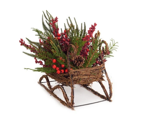 Melrose 17" Red And Brown Mixed Pine Berry Sleigh Christmas Tabletop Decor 3 Melrose 17" Red And Brown Mixed Pine Berry Sleigh Christmas Tabletop Decor