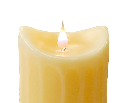Melrose 7" Ivory LED Dripping Wax Pillar Flameless Candle With Moving Flame 4 Melrose 7" Ivory LED Dripping Wax Pillar Flameless Candle With Moving Flame - Image 2