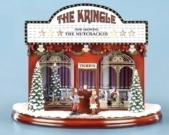 Roman 12.75" Red And White Lighted Musical Kringle Theatre Christmas Decor