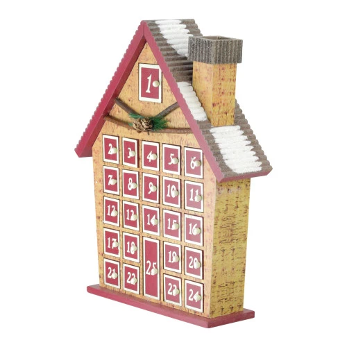 Northlight 15" Burgundy Advent Calendar House Tabletop Christmas Decoration 4 Northlight 15" Burgundy Advent Calendar House Tabletop Christmas Decoration - Image 2