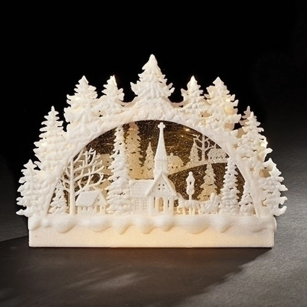 Roman 13" White LED Swirl Christmas Church Scene Plastic Arch Battery Operated Figurine 3 Roman 13" White LED Swirl Christmas Church Scene Plastic Arch Battery Operated Figurine