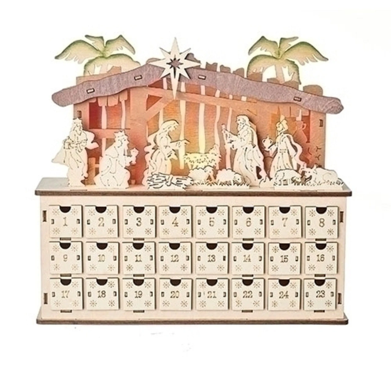 10.75" LED Nativity Countdown 24 Drawers - Battery Operated 3 10.75" LED Nativity Countdown 24 Drawers - Battery Operated