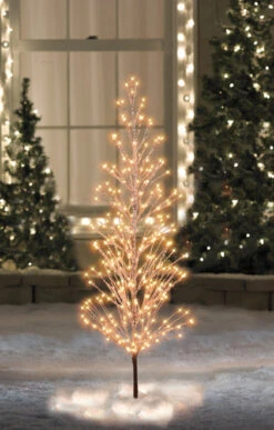 Northlight 6' Pre-Lit LED Brown Artificial Christmas Tree With Icicle Lights- Clear Lights -Christmas Decoration Store 18 11217wae 6 05888.1587643992