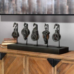 Cast Iron Pulleys Tabletop Statue 12” -Christmas Decoration Store 18912 3 05713.1587644052