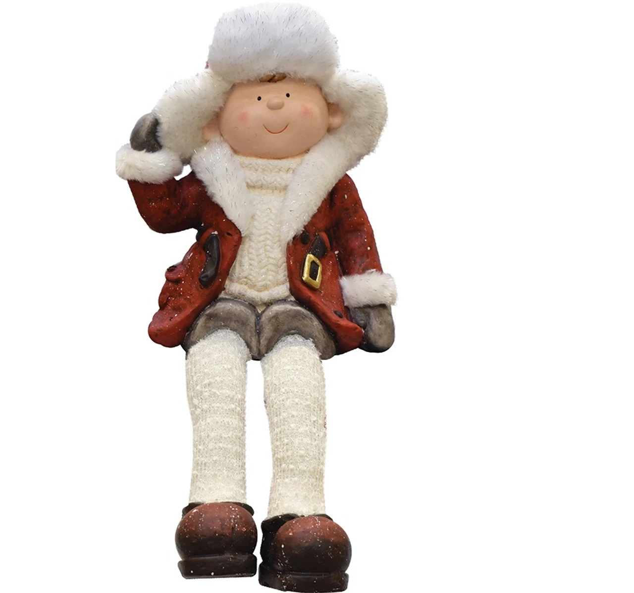 Northlight 19" White And Red Sitting Young Boy With Trimmed Ski Hat Christmas Figurine 3 Northlight 19" White And Red Sitting Young Boy With Trimmed Ski Hat Christmas Figurine