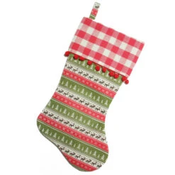 Northlight 19" Red And Green Rustic Lodge Christmas Stocking