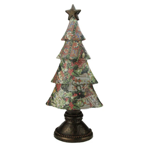 20" Black And Red Victorian Holly Berry Decoupage Christmas Tree Tabletop Decor 4 20" Black And Red Victorian Holly Berry Decoupage Christmas Tree Tabletop Decor - Image 2