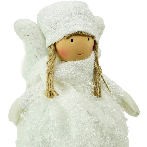 Northlight 24" Snowy Woodlands Plush White Angel Bobble Girl Christmas Figure 4 Northlight 24" Snowy Woodlands Plush White Angel Bobble Girl Christmas Figure - Image 2