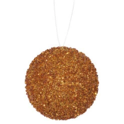 3ct Sequin Orange Shatterproof 2-Finish Drenched Christmas Ball Ornaments 4.75" (120mm)