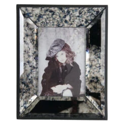 10.5" Ivory And Black Distressed Contemporary Photo Frame