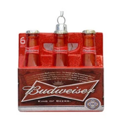 Kurt Adler 3.5" Red And White Budweiser Glass Beer Bottle Ornament