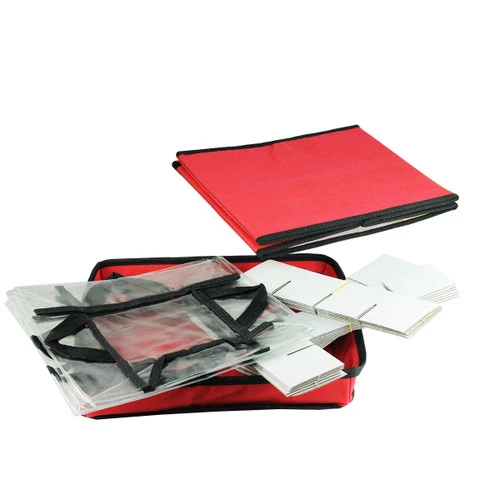 12" Red And Clear Square Christmas Ornament Storage Bag 4 12" Red And Clear Square Christmas Ornament Storage Bag - Image 2