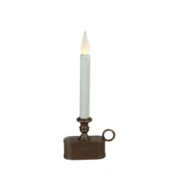 Club Pack Of 12 White And Brown LED Christmas Candle Lamp With Base 11"
