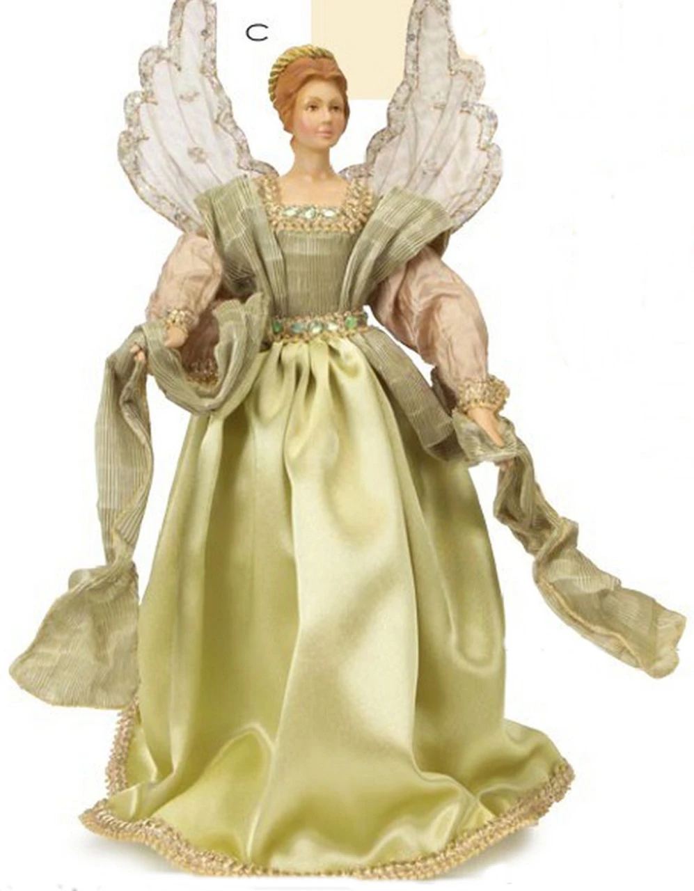 Melrose 18" Pale Green And Brown Angel Tree Topper - Unlit 3 Melrose 18" Pale Green And Brown Angel Tree Topper - Unlit