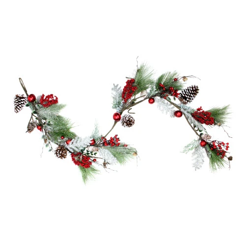 Northlight 5.5' X 7" Frosted And Flocked Berries Christmas Garland - Unlit 3 Northlight 5.5' X 7" Frosted And Flocked Berries Christmas Garland - Unlit