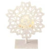 5" Silent Luxury Off-White Glitter Drenched Snowflake Tea Light Candle Holder
