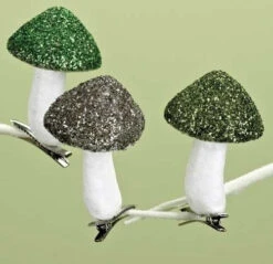 Roman Club Pack Of 36 Green And Gray Mushroom Clip Christmas Ornaments 3.25"