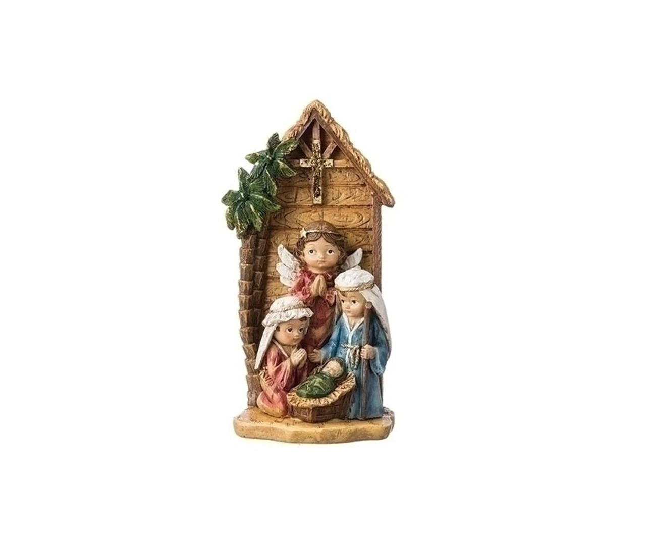 Roman 8" Brown And Blue Children's Nativity Scene Christmas Tabletop Decoration 3 Roman 8" Brown And Blue Children's Nativity Scene Christmas Tabletop Decoration