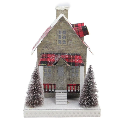 Northlight 10" Brown And Red Battery Operated LED Tartan House Christmas Decor 3 Northlight 10" Brown And Red Battery Operated LED Tartan House Christmas Decor