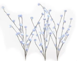 38" Pre-Lit Silver Snow Balls With Iridescent Christmas Spray