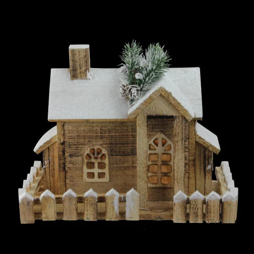 Northlight 12" LED Lighted Snowy Rustic Cabin Christmas Decoration 5 Northlight 12" LED Lighted Snowy Rustic Cabin Christmas Decoration - Image 3