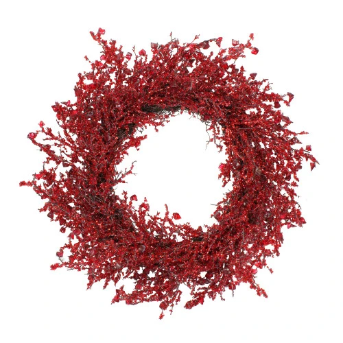 Red Iced Twig Artificial Christmas Wreath - 28-Inch, Unlit 5 Red Iced Twig Artificial Christmas Wreath - 28-Inch, Unlit - Image 3