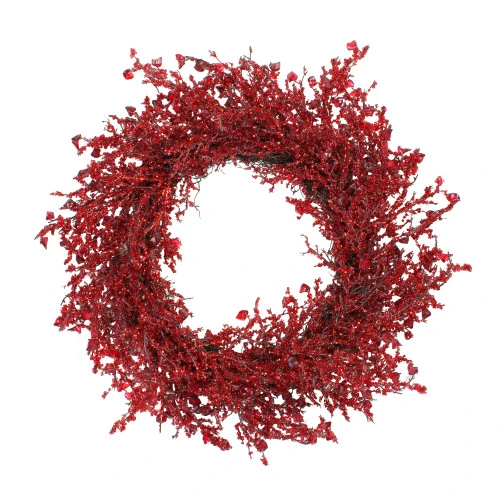 Red Iced Twig Artificial Christmas Wreath - 28-Inch, Unlit 3 Red Iced Twig Artificial Christmas Wreath - 28-Inch, Unlit