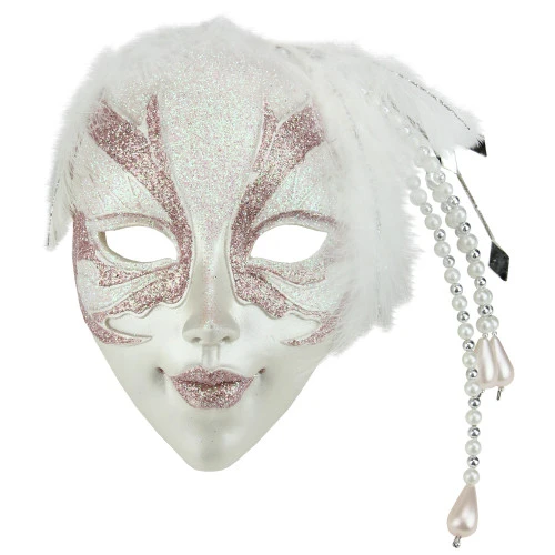9" Pink And White Glittered Ornate Masquerade Mask Christmas Ornament 3 9" Pink And White Glittered Ornate Masquerade Mask Christmas Ornament