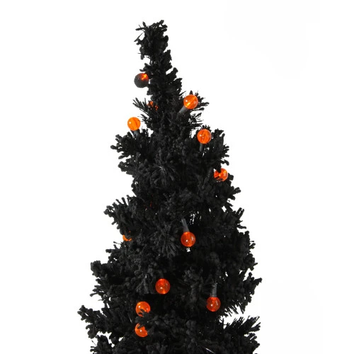4.5' Pre-Lit Black Flocked Pencil Artificial Christmas Tree - Orange LED Lights - 30657569 4 4.5' Pre-Lit Black Flocked Pencil Artificial Christmas Tree - Orange LED Lights - 30657569 - Image 2