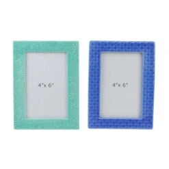 Avon Set Of 2 Blue And Green Embossed Photo Frames 4" X 6" - 33406035
