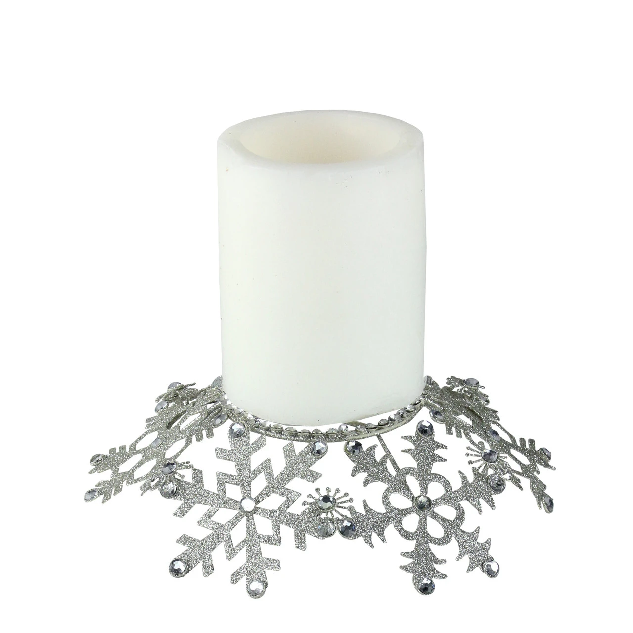 Melrose 9" Silver Snowflake Glittered And Jeweled Christmas Pillar Candle Holder 3 Melrose 9" Silver Snowflake Glittered And Jeweled Christmas Pillar Candle Holder