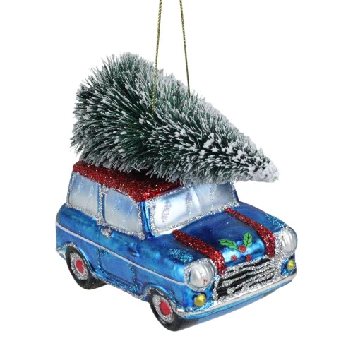 Northlight 4" Blue Station Wagon Hauling Home The Holiday Tree Christmas Ornament 4 Northlight 4" Blue Station Wagon Hauling Home The Holiday Tree Christmas Ornament - Image 2