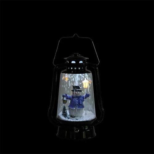 Northlight 13.5" Black Lighted Musical Snowman Snowing Christmas Table Top Lantern 6 Northlight 13.5" Black Lighted Musical Snowman Snowing Christmas Table Top Lantern - Image 4