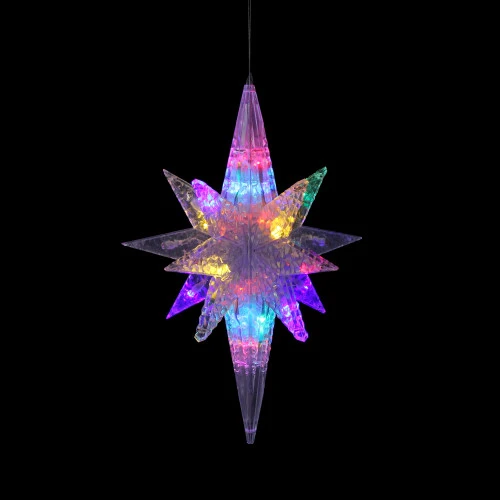20" Pre-Lit Clear 3D LED And Morphing Bethlehem Star Christmas Decor - Multicolor Lights 4 20" Pre-Lit Clear 3D LED And Morphing Bethlehem Star Christmas Decor - Multicolor Lights - Image 2