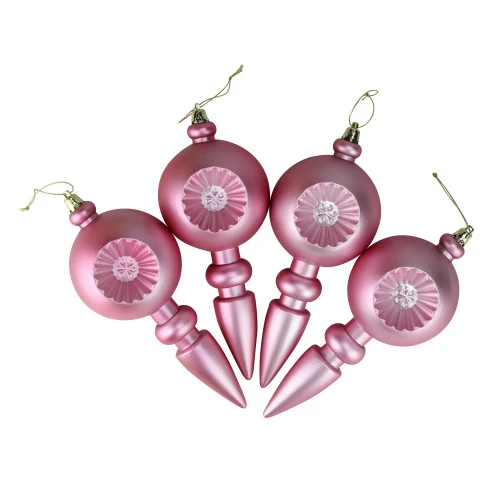 4ct Bubblegum Pink Shatterproof Matte Retro Reflector Christmas Finial Ornaments 7.5" 4 4ct Bubblegum Pink Shatterproof Matte Retro Reflector Christmas Finial Ornaments 7.5" - Image 2