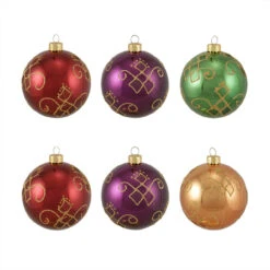 6ct Vibrantly Colored Glittered Earth Tone Shiny Shatterproof Christmas Ball Ornaments 3.25" (80mm)