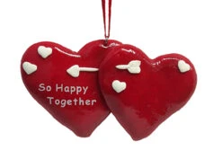 Roman Club Pack Of 24 Red And White "So Happy Together" Hearts Valentine's Day Ornaments 4.25"