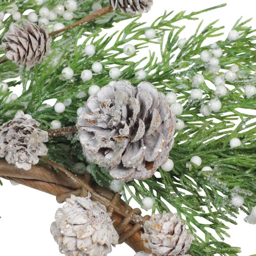 24" White Berries And Pinecones Artificial Christmas Wreath - Unlit 6 24" White Berries And Pinecones Artificial Christmas Wreath - Unlit - Image 4
