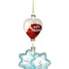 7.25" White And Red Snowflakes "Best Friends" Hand Blown Glass Hanging Figurine Ornament -Christmas Decoration Store cobanee071 01974.1687961437