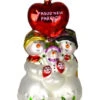6.5" Red And White "Proud New Parents" Ornament Snowman Family Hand Blown Glass Figurine Ornament