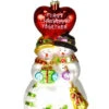 6.5" White And Red "First Christmas Together Ornament" Snowman Hand Blown Glass Figurine Ornament