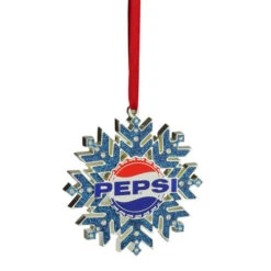 Northlight 3.5" Silver And Blue Pepsi Logo Snowflake Christmas Ornament