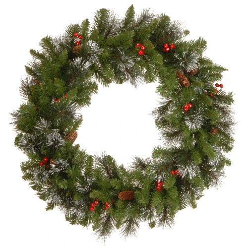 Unlit Silver Bristle, Cones, Red Berries And Glitter Artificial Christmas Wreath - 30-Inch 3 Unlit Silver Bristle, Cones, Red Berries And Glitter Artificial Christmas Wreath - 30-Inch