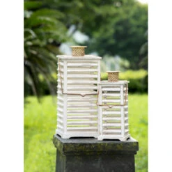 Set Of 2 White And Gold Hesper Hanging Garden Lanterns 27.5" -Christmas Decoration Store dabhg 31541 2 88101.1663860515