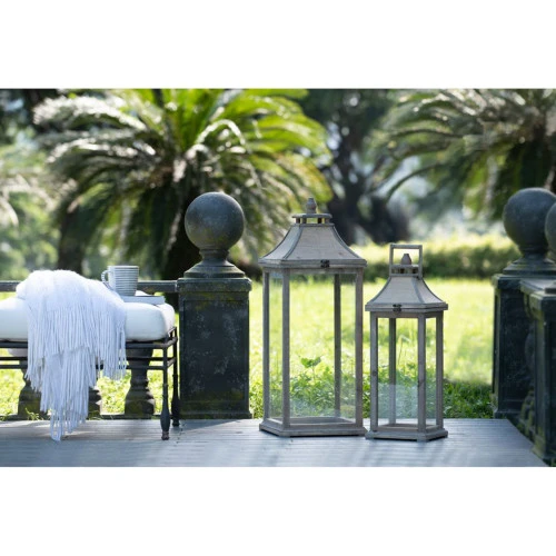 Set Of 2 White Ivona Garden Candle Lanterns 28" 7 Set Of 2 White Ivona Garden Candle Lanterns 28" - Image 5