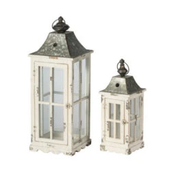 Set Of 2 Silver And White Evelyn Enclosed Lanterns With Handle 27.25" 9 Set Of 2 Silver And White Evelyn Enclosed Lanterns With Handle 27.25" -Christmas Decoration Store dabhg 32877 1 54736.1665087790