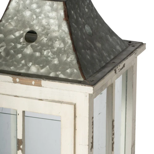 Set Of 2 Silver And White Evelyn Enclosed Lanterns With Handle 27.25" 6 Set Of 2 Silver And White Evelyn Enclosed Lanterns With Handle 27.25" - Image 4