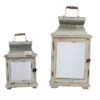 Set Of 2 Silver And White Vintage Style Evelyn Lanterns With Handle 19.5" -Christmas Decoration Store dabhg 38913 1 14527.1588368235