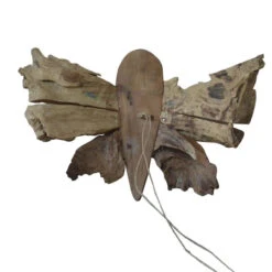 11.75" Natural Brown Contemporary Teak Butterfly Decor