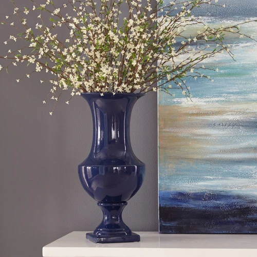 20" Navy Blue Classic Vintage Home Decor Urn 7 20" Navy Blue Classic Vintage Home Decor Urn - Image 5